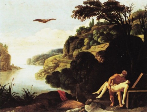 Carlo Saraceni, Seppellimento di Icaro, Napoli, Museo Nazionale di Capodimonte, olio su rame, 1606-7