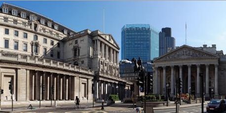 Bank of England, situata nella city di Londra.