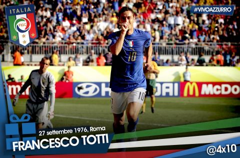 Totti esulta dopo il rigore segnato contro l'Australia agli ottavi di finale del Mondiale 2006 - FOTO: profilo ufficiale Twitter Vivo Azzurro