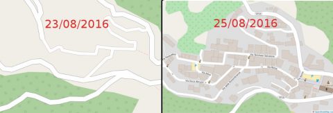 Mappa di Accumoli prima e dopo il terremoto.