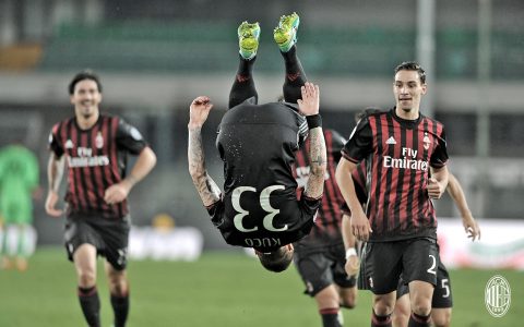 Kucka fa una cosa chepropriomammamia, ottenendo l'approvazione di De Sciglio e Romagnoli - FOTO: AC Milan