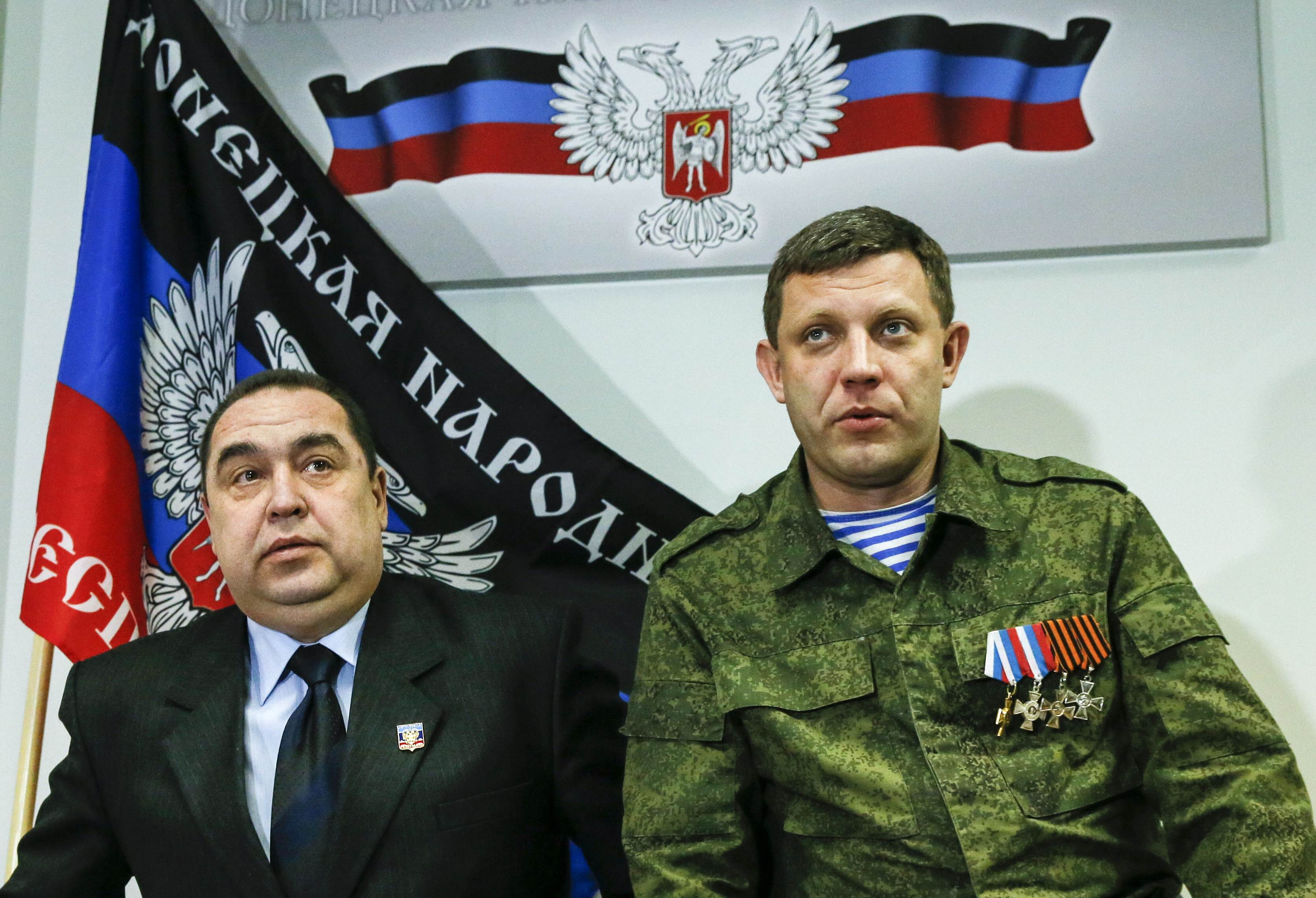 A sinistra Igor Plotnitsky, leader della Repubblica Popolare di Luhansk. A destra Alexander Zakharchenko, leader della Repubblica Popolare di Donetsk