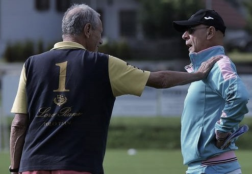 Maurizio Zamparini incontra Davide Ballardini durante un allenamento del Palermo