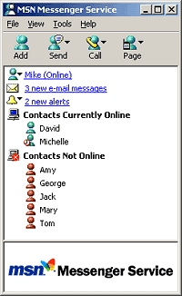 La prima versione di MSN messenger