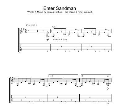 Il celebre riff inziiale di Enter Sandman