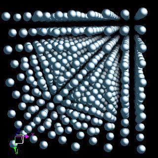 Struttura atomica del cristallo, che ne fa intuire la simmetria traslazionale (cortesia di webelements.com)
